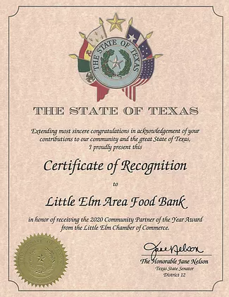 State of Texas - Certificate of Recognition